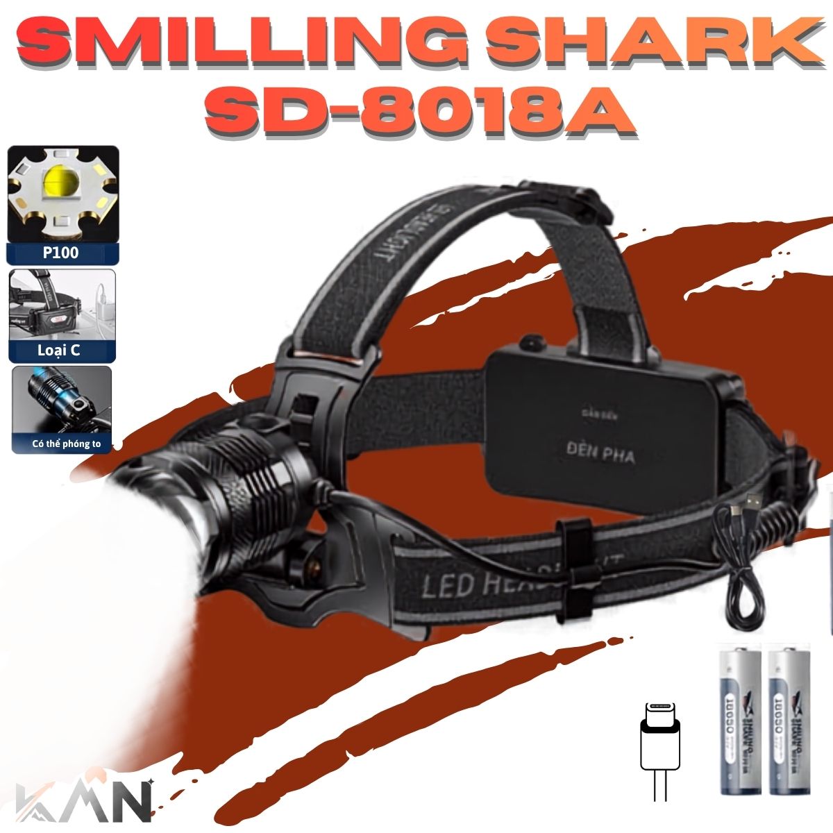 den-pin-doi-dau-smilling-shark-td8018a-khong-cam-bien-led-m77