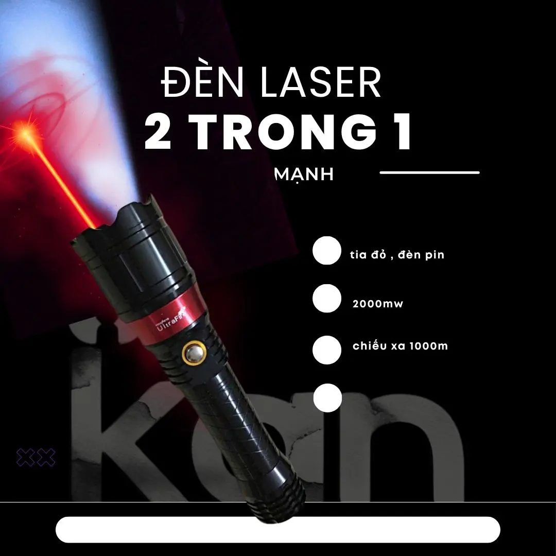 đèn pin laser tia đỏ 2 trong 1